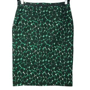 BODEN Modern Pencil Skirt Animal Print Black Kelly Green Knee Skirt sz 10L Tall